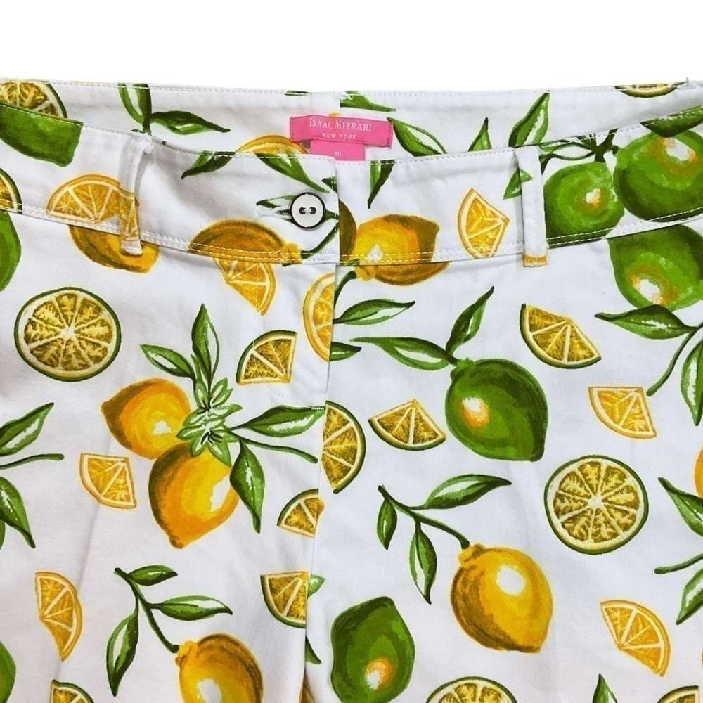 Isaac Mizrahi New York Lemon Lime Scattered Print Tailored Shorts size 10 - Picture 5 of 10